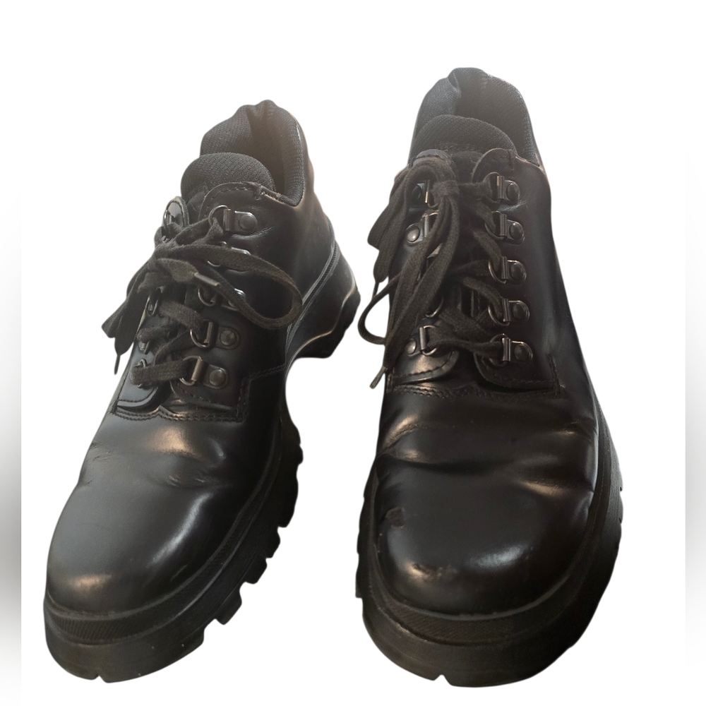 Vintage Prada Leather Lug Sole Combat Boots Size 39 Made in Italy - Picture 5 of 16